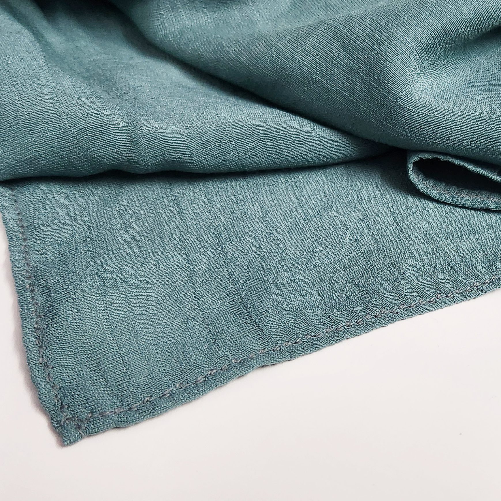 Premium Lin Crepe Hijab Scarf In Matte Green - Image 4