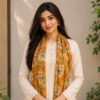 Premium Leaf Georgette Stole In Mustard
