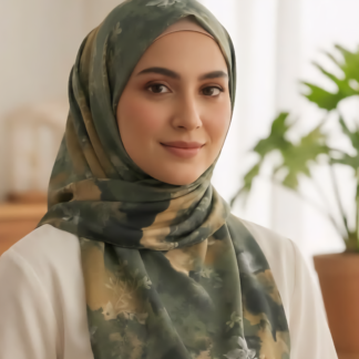 Royal Georgette Hijab Scarf – Forest Theme By Haya Drapes