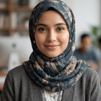 Premium Floral Pashmina Hijab Scarf In Black By Haya Drapes