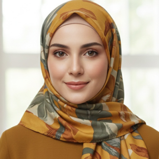 Premium Leaf Georgette Hijab in Mustard