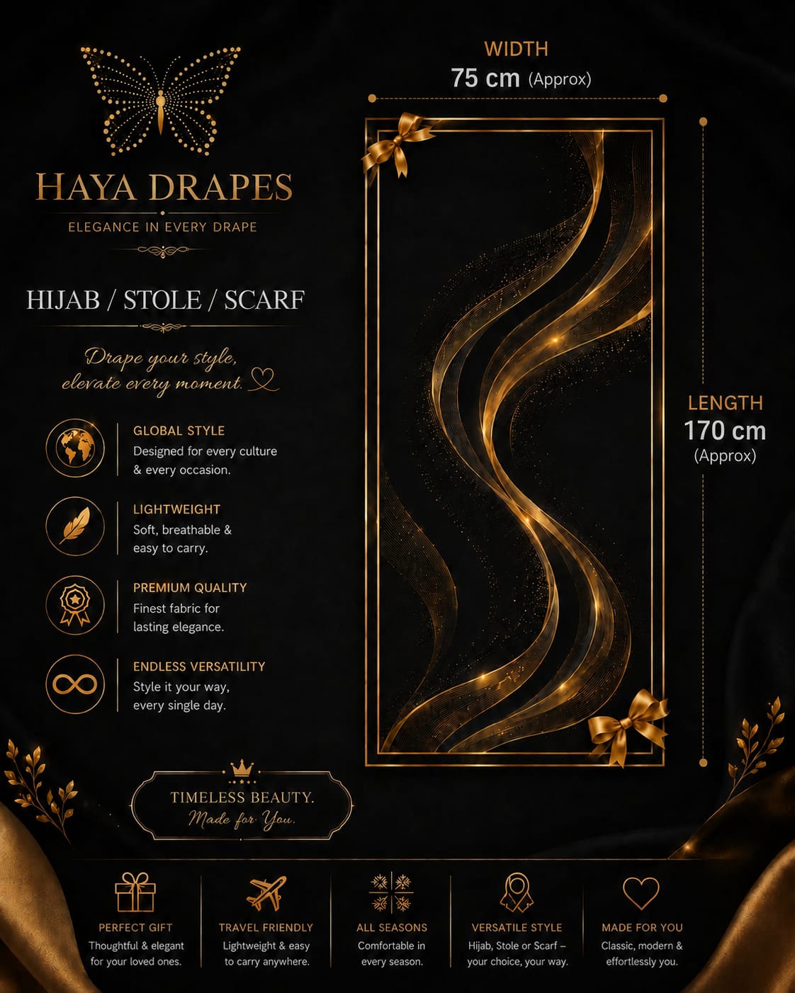 Premium Chiffon Hijab Scarf In Autumn Whisper - Image 6