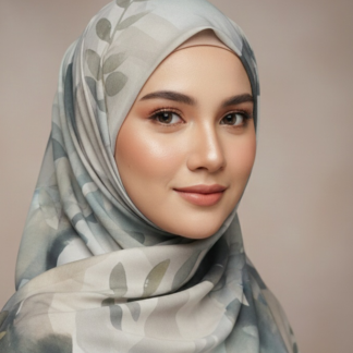 Leaves In Premium Georgette - Green