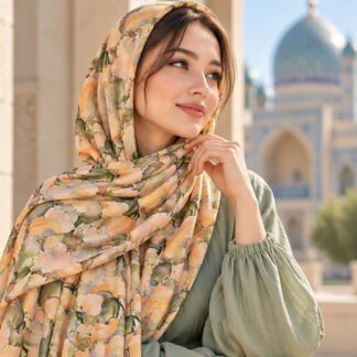 Premium Georgette Stole In Yellow and Green