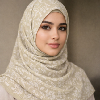 Premium Printed Chiffon in Khakee & Olive