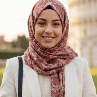 Premium Floral Pashmina Hijab Scarf In Pink By Haya Drapes