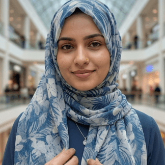 Premium Georgette Hijab Scarf In Dusty Teal Blue By Haya Drapes