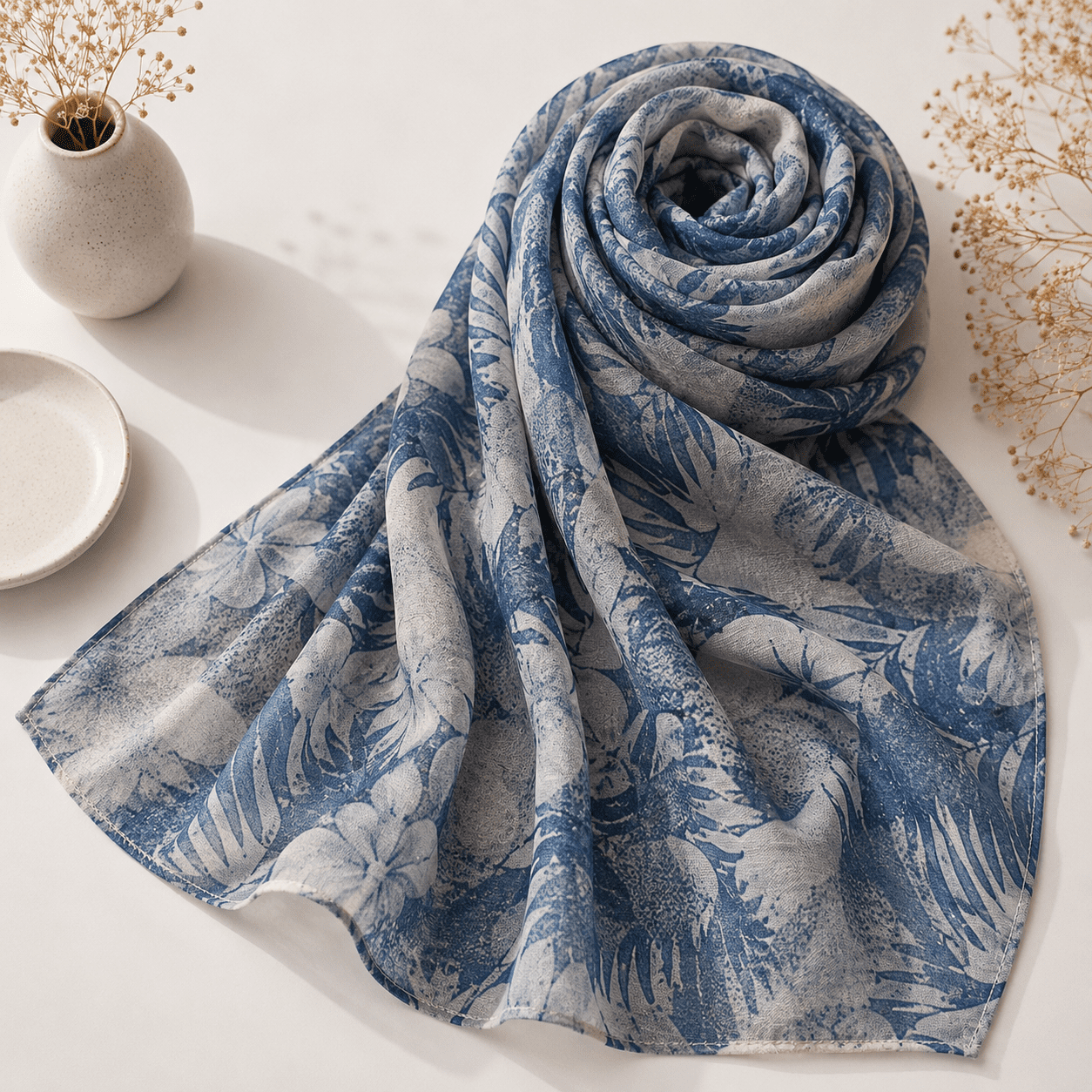 Premium Georgette Hijab Scarf In Dusty Teal Blue - Image 4