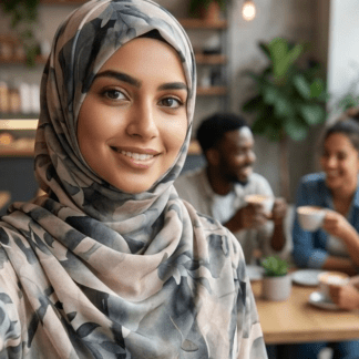 Leaves In Premium Georgette Hijab Scarf – Green By Haya Drapes