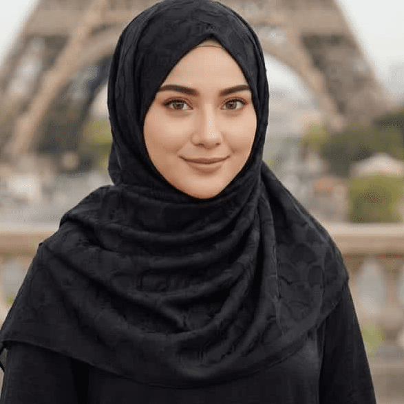 Premium Woven Chiffon Hijab Scarf In Classic Black By Haya Drapes