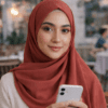 Royal Georgette Hijab Scarf – Rust Elegance by Haya Drapes