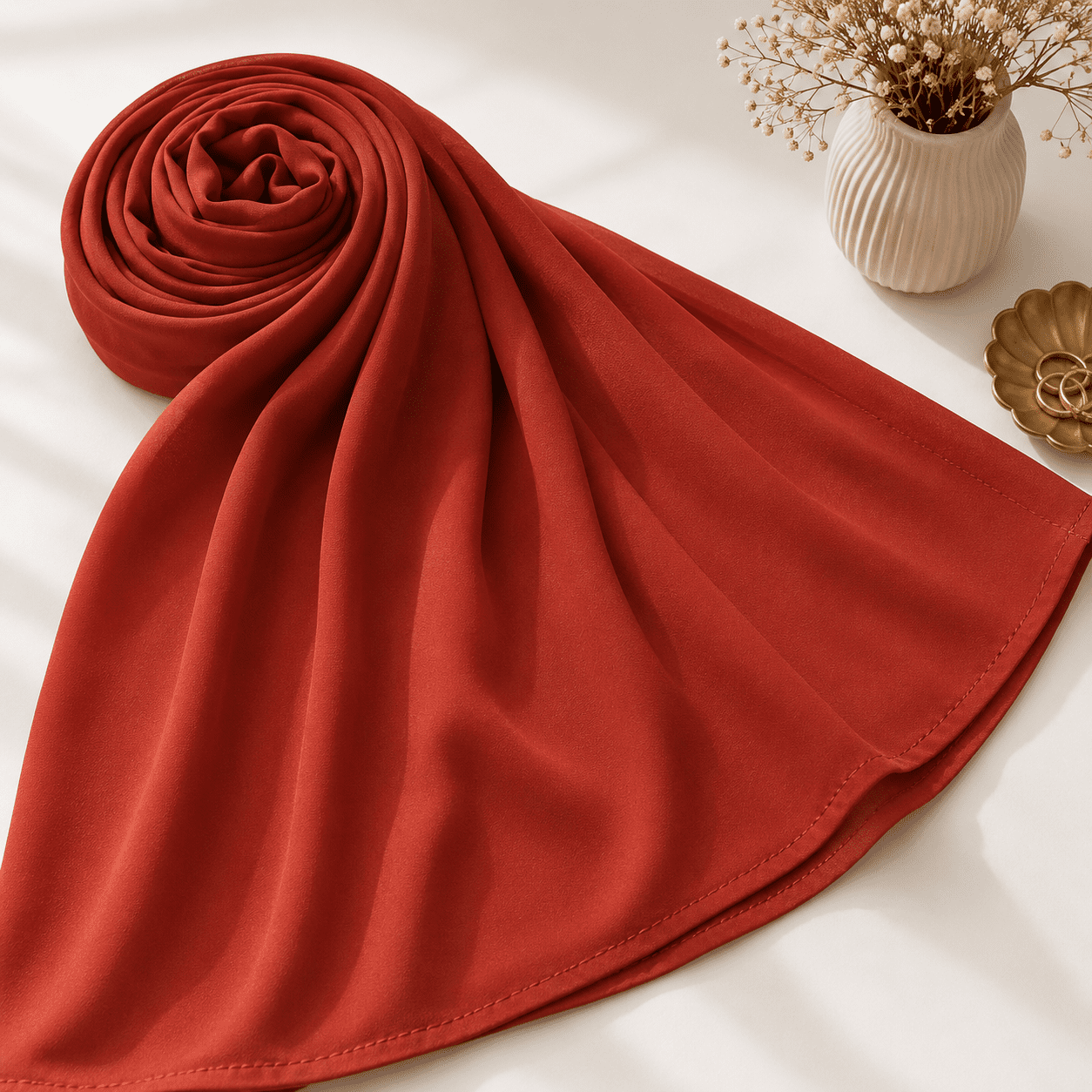 Royal Georgette Hijab Scarf – Rust Elegance - Image 4