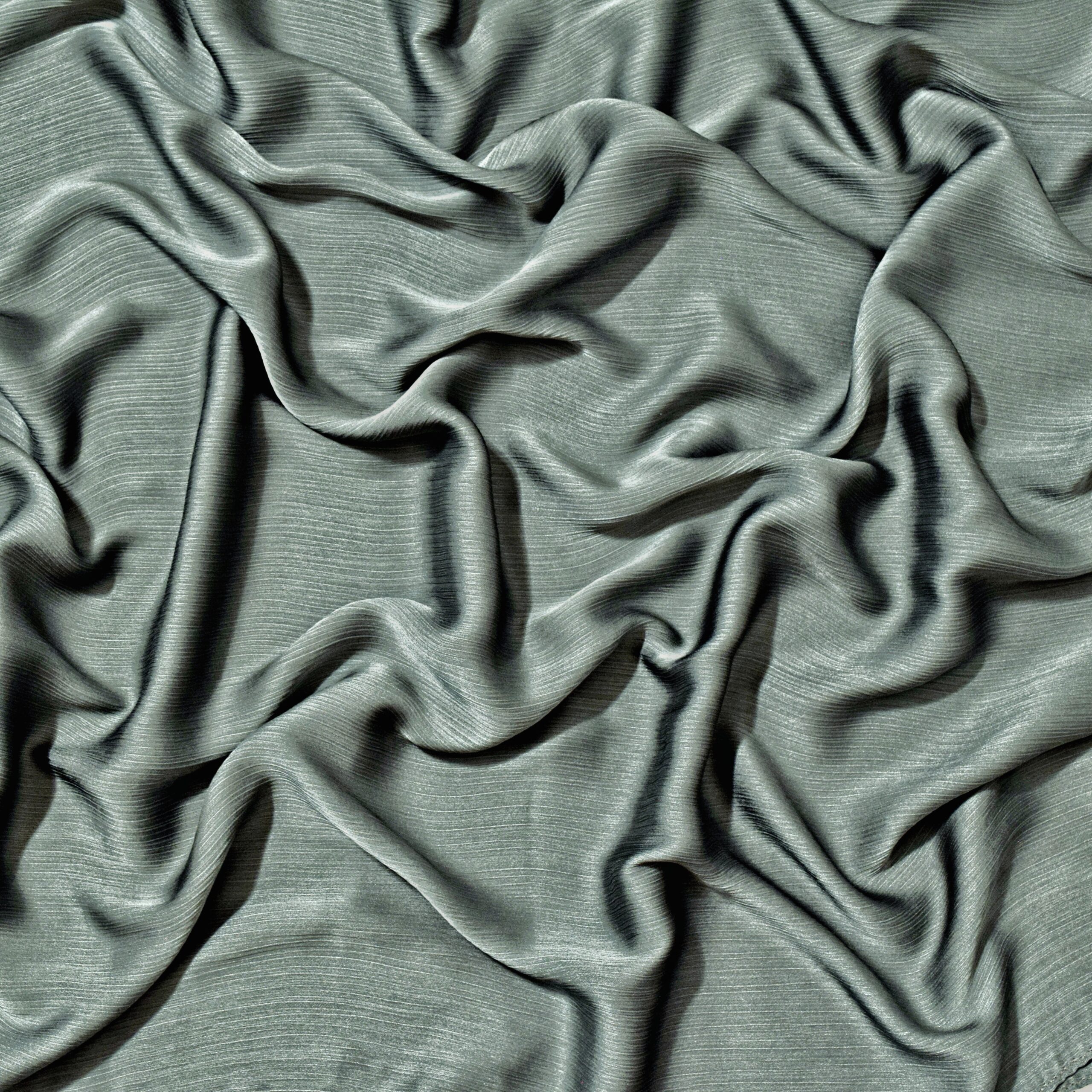 Premium Wave Satin Hijab Scarf In Dusty Green - Image 2