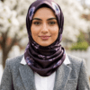 Floral Print Premium Satin Hijab Scarf – Coffee