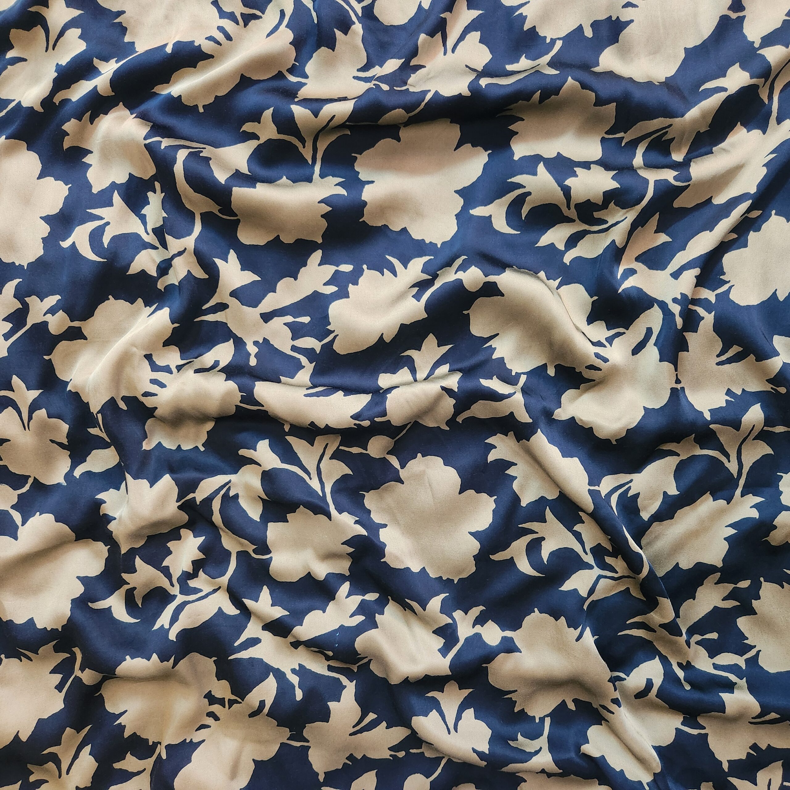 Premium Modal Satin Stole In Navy Blue & Silver Gray - Image 2
