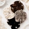 Premium Velvet Pearl Scrunchies - Box of 4