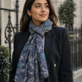 Vintage Blue Thread Woven Handloom Cotton Scarf